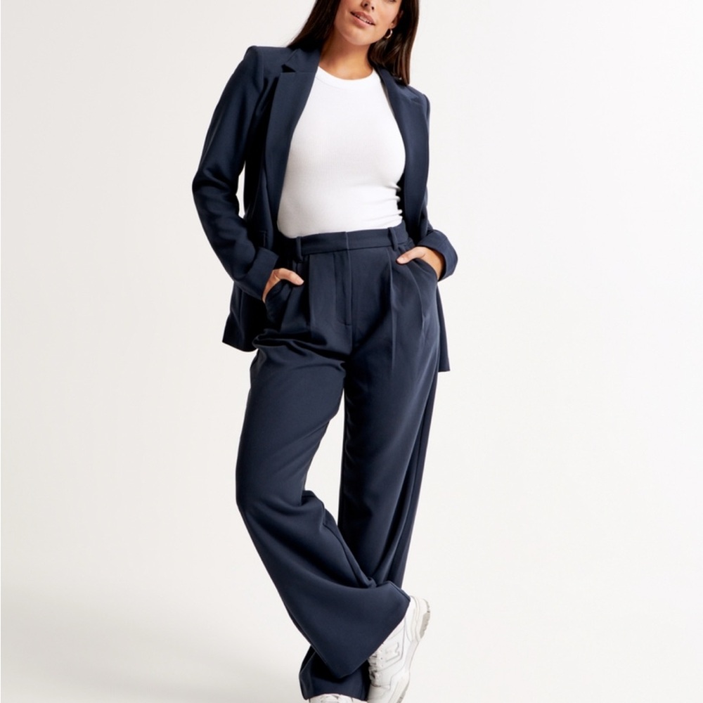 Abercrombie & Fitch Ultra High Relaxed Straight Leg Pants - Navy Blue